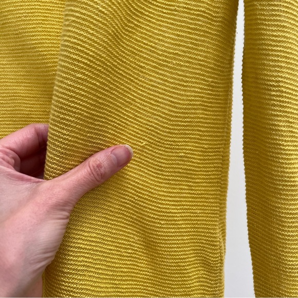 Eileen Fisher organic linen long sleeve sweater S yellow roll neck knit top - Picture 9 of 9